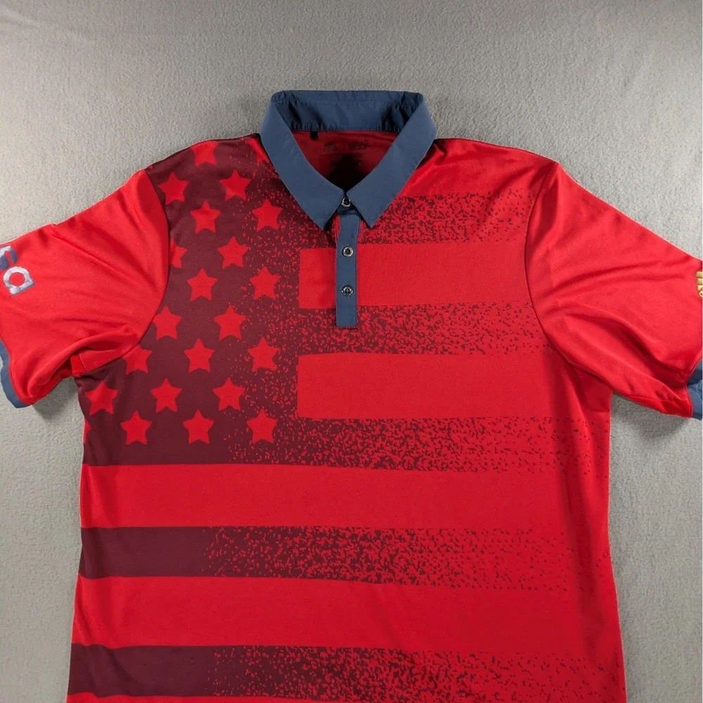 Adidas Mens 2016 Olympic Ryder Cup Team USA Golf‎ Polo Shirt XL Red AF1612